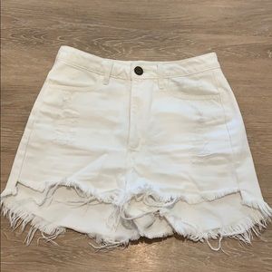 Show Me Your Mumu white denim shorts